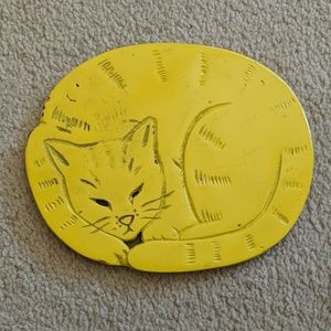 Yellow Sleeping Kitty Cat Trivet